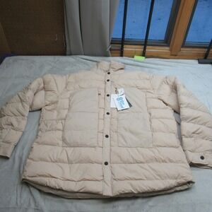 Obermeyer Explorer Down Jacket Men XXL Cream Light Quilt Puff Full Snap $249 NEW